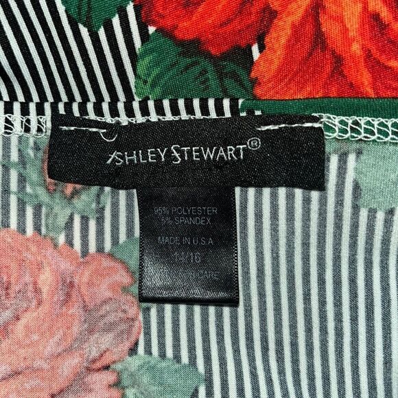 Ashley Stewart Floral & Stripe Pattern Sleeveless Blouse - Picture 9 of 9